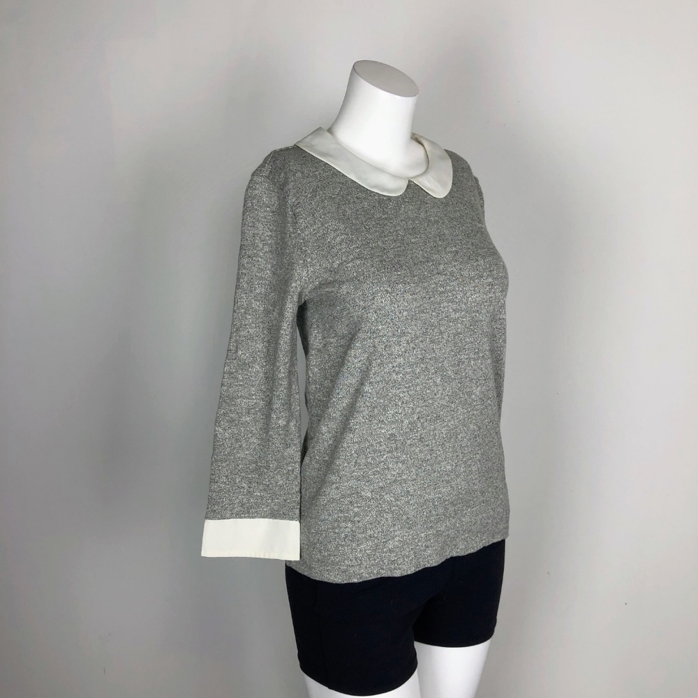 J.Crew Factory Peter Pan Collar Tee Gray Top - Picture 4 of 8